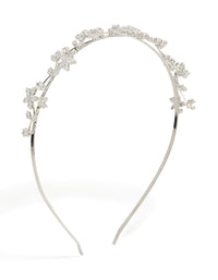 Silver Cubic Zirconia Flower Vine Detail Headband - link has visual effect only