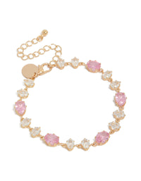 Gold Clear & Pink Diamantes Bracelet - link has visual effect only