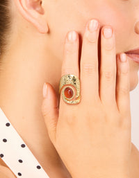 Gold Plated Molten Large Stone Ring - link has visual effect only