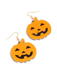 Orange Acrylic Scary Pumpkin Drop Earrings - link has visual effect only