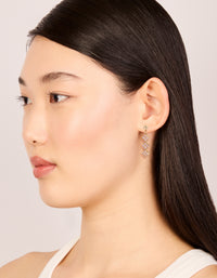 Gold Pink Cubic Zirconia Flower Trio Drop Earrings - link has visual effect only