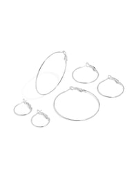 Featuring extra thin hoop earrings in a 3-pack crafted from waterproof stainless steel with statement style and silver finish front view - link has visual effect only