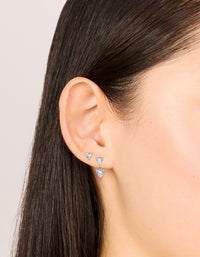 Waterproof Stainless Steel Cubic Zirconia Heart Stud & Drop Earrings 2-Pack - link has visual effect only