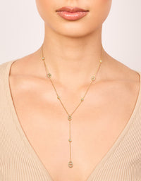 Waterproof Gold Plated Stainless Steel Cubic Zirconia Oval Station Y-Necklace - link has visual effect only