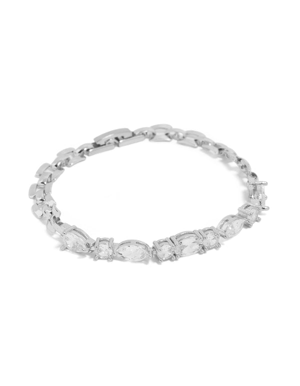 Waterproof Stainless Steel Cubic Zirconia Mixed Shape Bracelet