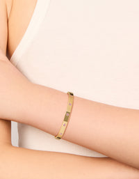 Waterproof Gold Plated Stainless Steel Pink Diamante Hinged Bracelet - link has visual effect only
