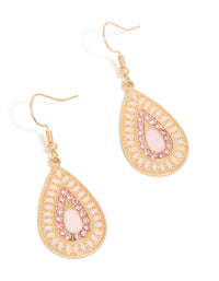 Gold Diamante Teardrop Filigree Drop Earrings - link has visual effect only