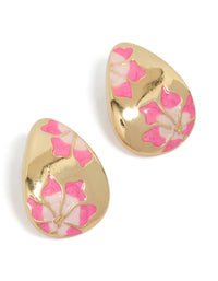 Gold Painted Flower Huggie Earrings - link has visual effect only