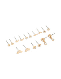 Gold Evil Eye & Celestial Earrings 8-Pack - link has visual effect only