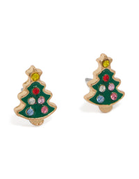 Gold Epoxy Xmas Tree Stud Earrings - link has visual effect only