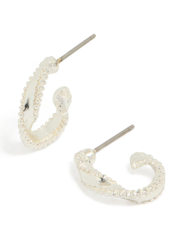 Silver Mini Twisted Hoop Earrings