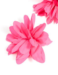 Gold Pink Fabric Flower Petal Earrings - link has visual effect only