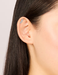 Surgical Steel Cubic Zirconia Wave Crawler Single Flat Back Stud - link has visual effect only