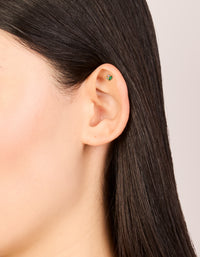 Gold Plated Surgical Steel Green Cubic Zirconia Cluster Single Flat Back Stud - link has visual effect only
