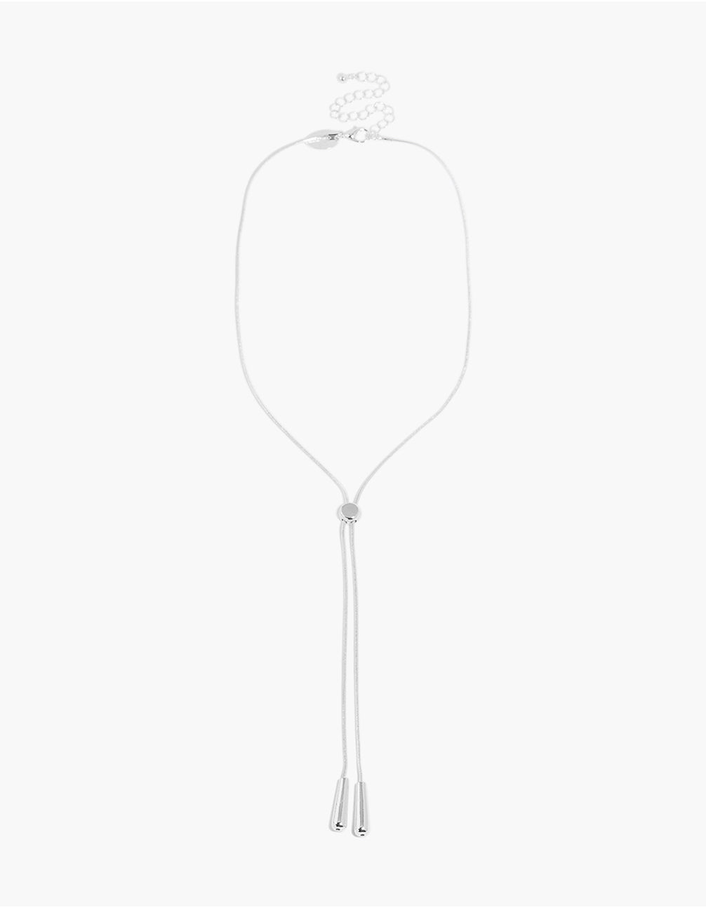 Silver Plated Adjustable Toggle Teardrop Y-Necklace