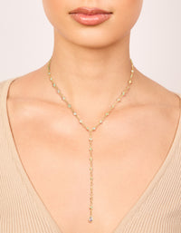 Gold Plated Cubic Zirconia Blue Circle Detail Y-Necklace - link has visual effect only