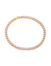 Gold Plated Cubic Zirconia Pink Tennis Bracelet - link has visual effect only