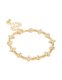 Gold Plated Ivory Cubic Zirconia Flower Bracelet - link has visual effect only