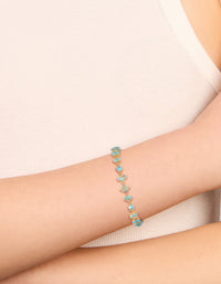 Gold Plated Blue Large Multi Cut Cubic Zirconia Tennis Bracelet - link has visual effect only