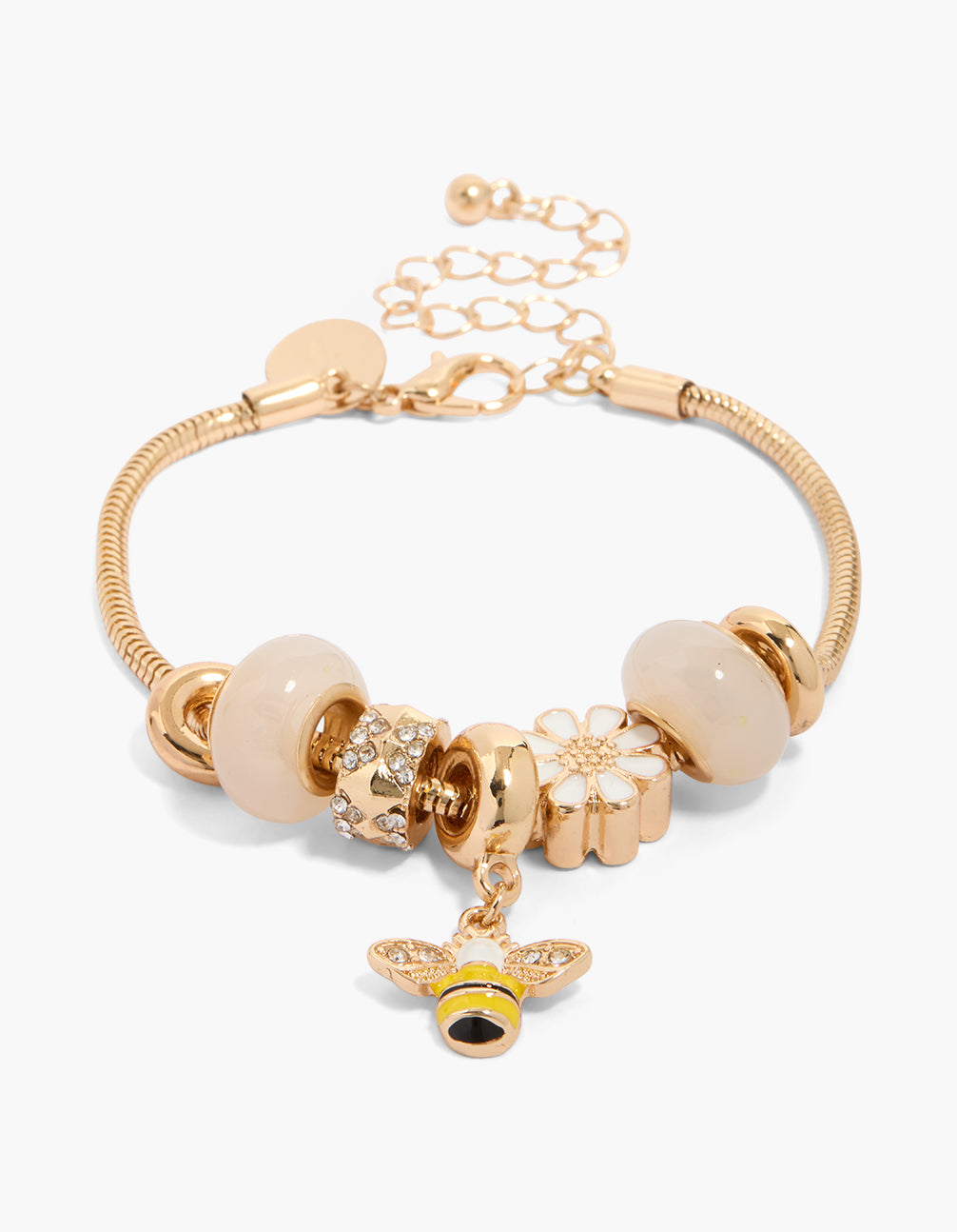 Gold Bee & Daisy Charm Bracelet