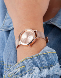 Rose Gold Skinny Mesh Watch - link has visual effect only