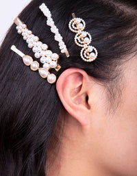 Gold Smile Pearl Hair Clip 4-Pack - link has visual effect only