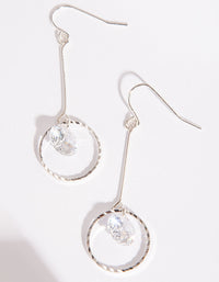 Silver Cubic Zirconia Circle Drop Earrings - link has visual effect only