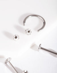 Rhodium Surgical Steel Disco Ball Barbell Pack - link has visual effect only