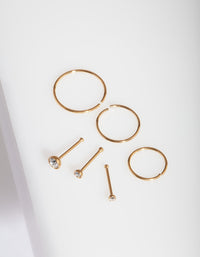 Gold Nose Stud & Hoop 6-Pack - link has visual effect only