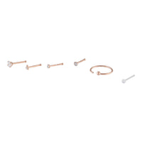 Rose Gold Surgical Steel Mixed Nose Piercing 6-Pack - link has visual effect only