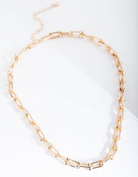 Gold Chain Link Necklace - link has visual effect only