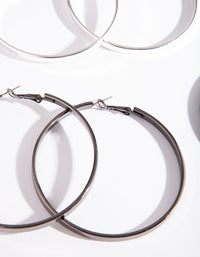 Silver Black Chunky Hoop Earring Pack - link has visual effect only