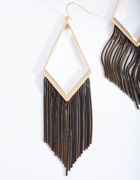 Gold Black Chain Tassel Earrings - link has visual effect only