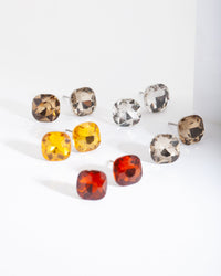 Rhodium Neutral Stud Earring Pack - link has visual effect only