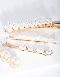 Gold Smile Pearl Hair Clip 4-Pack - link has visual effect only