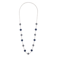 Navy Gunmetal Wrapped Bead Station Necklace - link has visual effect only