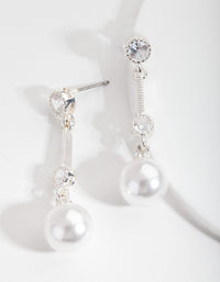 Silver Pearl Drop Earrings - link has visual effect only