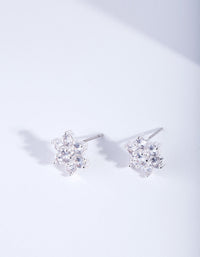 Silver Cubic ZIrconia Flower Earrings - link has visual effect only