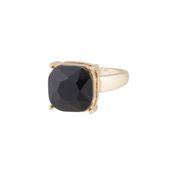 Gold Black Single Stone Ring