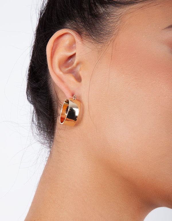 Gold Small Thick Hoop Earrings