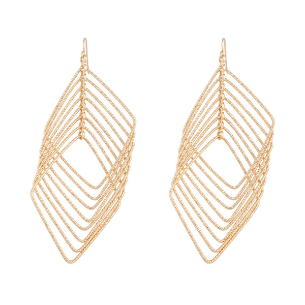 Gold Diamond Cut Drop Diamond Drop Earrings