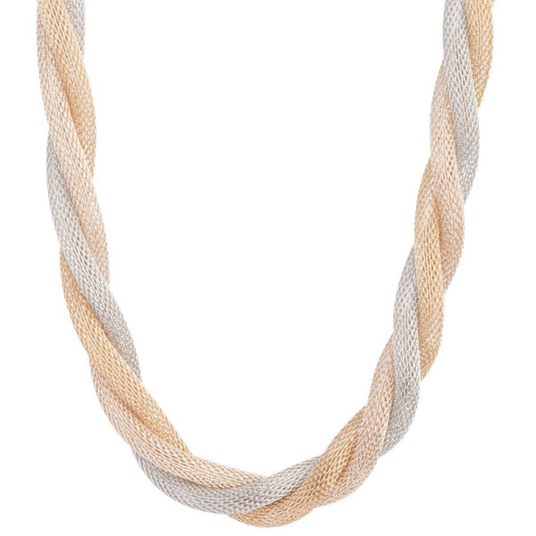 Mixed Metal Twisted Mesh Tube Necklace