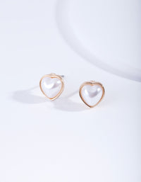 Gold Mini Pearl Heart Stud Earrings - link has visual effect only