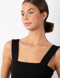 Sterling Silver Pearlised & Diamante Bead Necklace - link has visual effect only