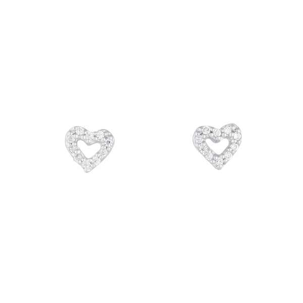 Sterling Silver Cubic Zirconia Open Heart Earrings