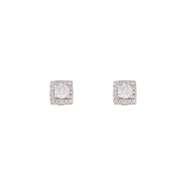 Sterling Silver Cubic Zirconia Square Stud