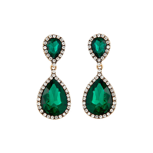 Emerald & Crystal Angelina Earrings