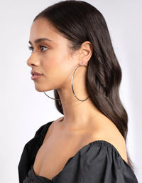 Silver Fine Large Hoop Earrings - link has visual effect only