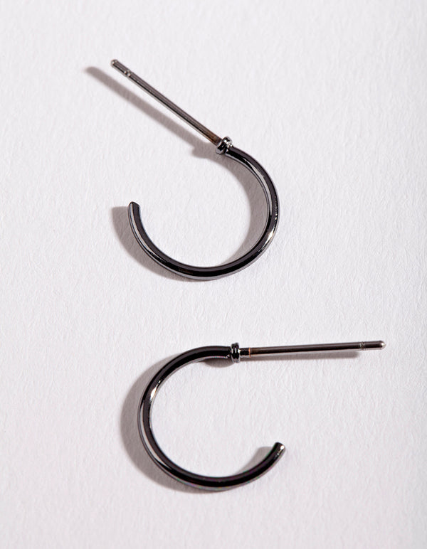 Gunmetal Mini Hoop Earrings