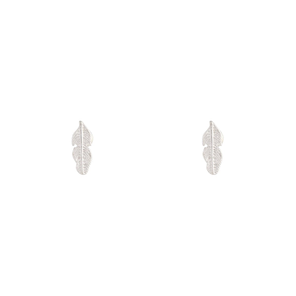 Silver Dainty Leaf Stud Earrings